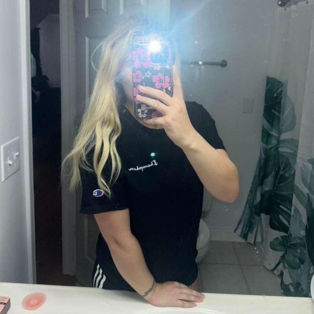 Black Champion Logo Tshirt Like New Size Medium